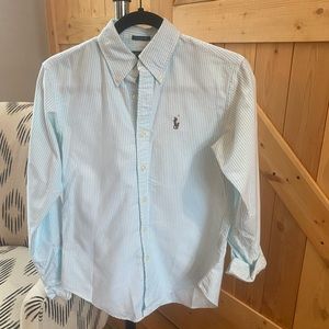Womens Ralph Lauren Button Down. Teal and White Stripe size 2 - Classic Fit.